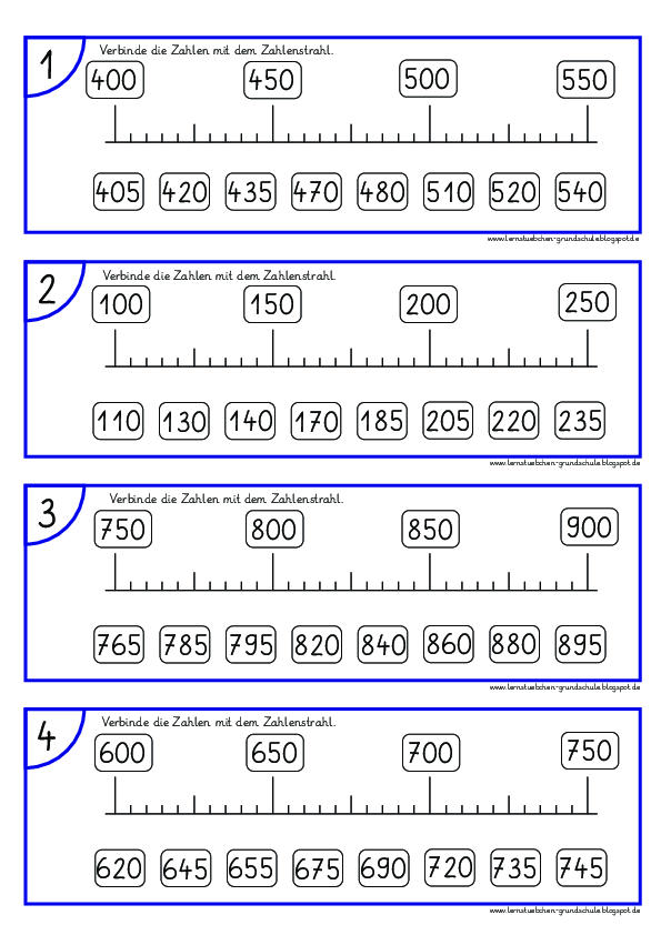 Zahlen mit dem Zahlenstrahl verbinden - ZR 1.000 (8)